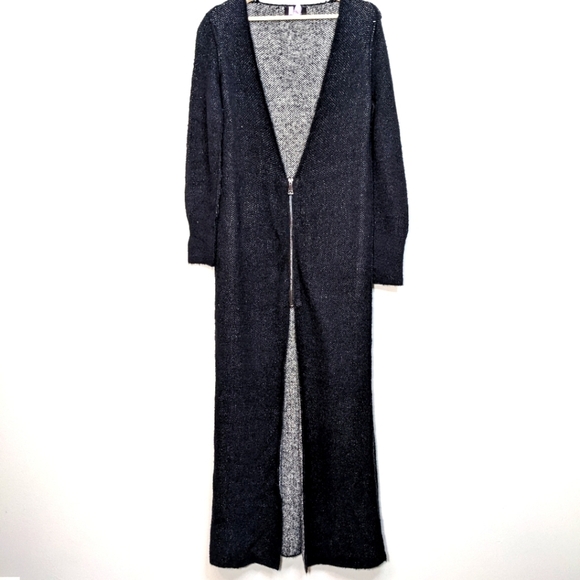 Zara Knit Wool Blend Long Maxi Cardigan Twisted Visible Seam with Zipper Size S - Picture 4 of 16